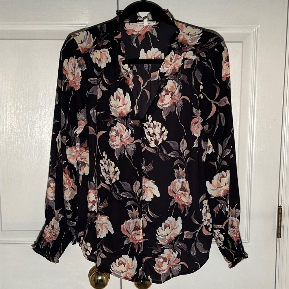Maurices Black Floral Blouse